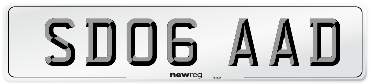 SD06 AAD Number Plate from New Reg